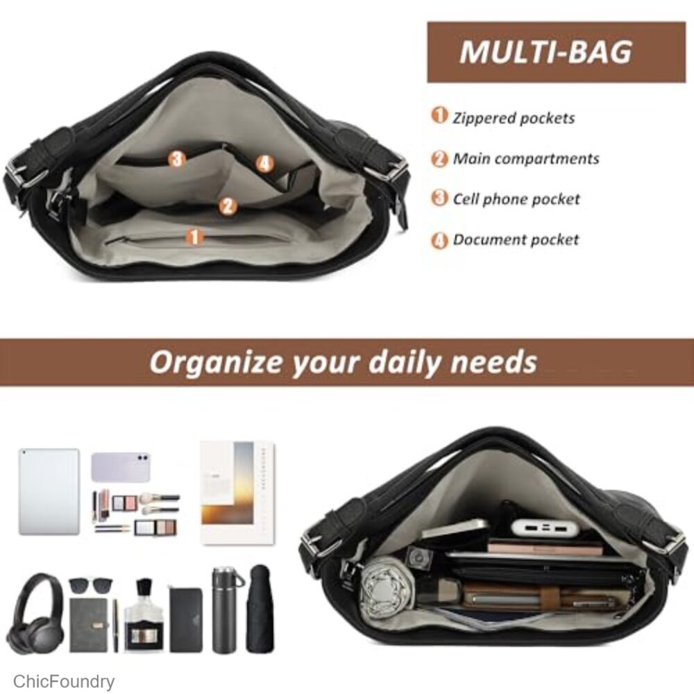 Large Hobo Bag with Multiple Pockets, Adjustable … - image 6